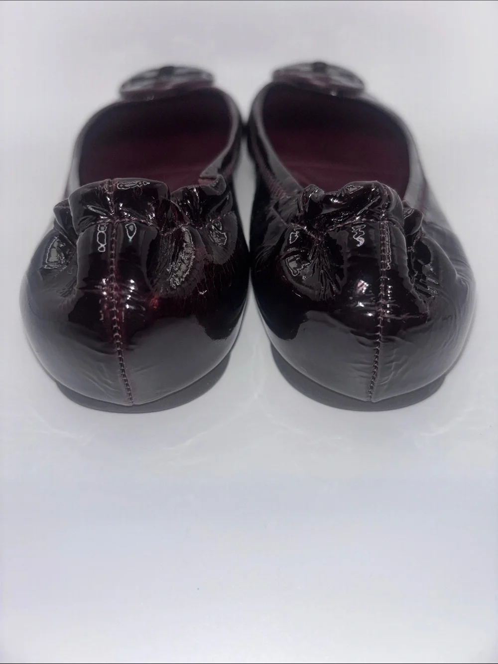 Tory Burch Burgundy Patent Leather Reva-Style Ballet Flats